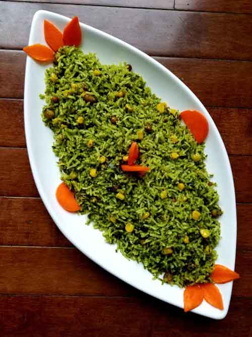 Moringa Leaves Corn Rice With Coconut Milk