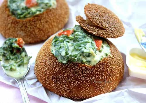 Moringa Kootu In Pretzel Bread Bowls