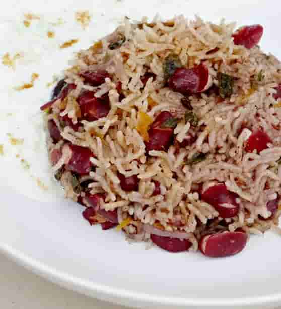 Rajma Pulao with Drumstick Leaves